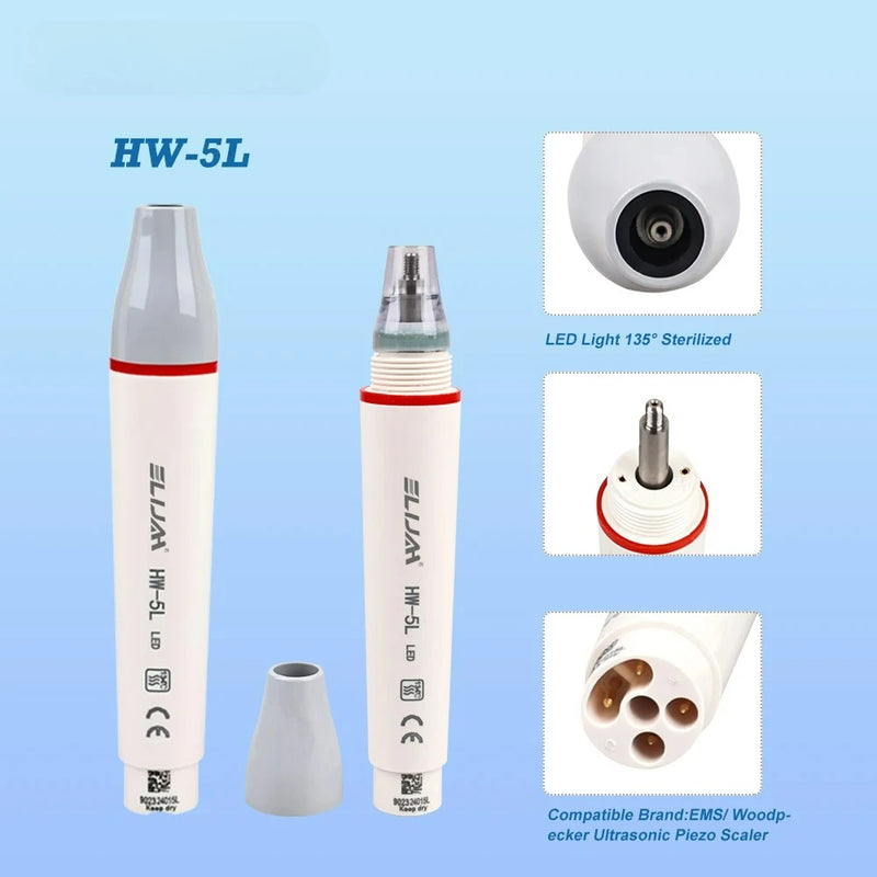 Dental Ultrasonic Scaler Handpiece Dental LED Piezo Handle HW-5L Fit EMS WOODPECKER UDS SATELEC DTE Without Cable Dentist Tools