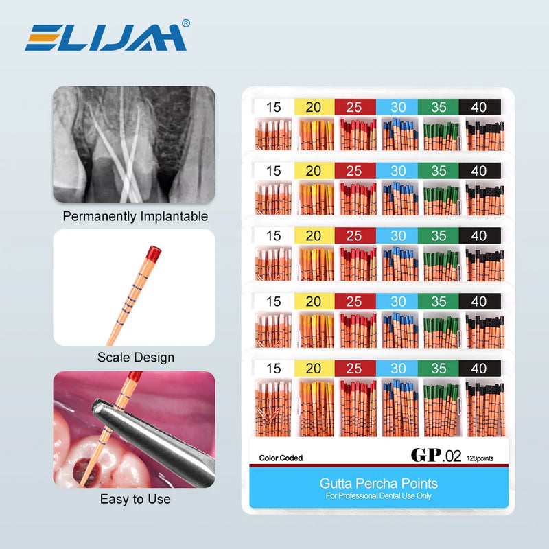 5Boxes Dental Gutta Percha Points with Scale Taper 02/04/06Taper Endo Root Canal Obturating Tips  Depth Mm Marked Bars Materials