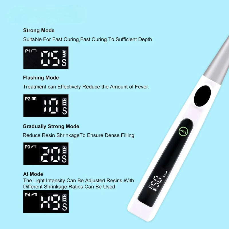 Wireless 1 Second Dental Curing LED Lamp Light 800-2400mw/cm² Photopolymerizer Lamp 360° Rotating Metal Head Lamp Dentist Tools