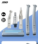 XND Dental Handpiece Set 2PCS Dental High Speed & Low Speed Handpiece Kit 2/4 Hole Push Button Handpiece Teeth Cutting Polishing