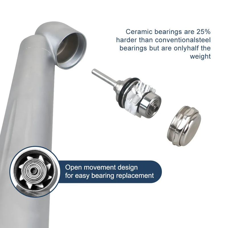 Dental 45° High Speed Handpiece E-generator Integrated Push Button Single Water Spray LED Light Handpiece Dentistry Tools