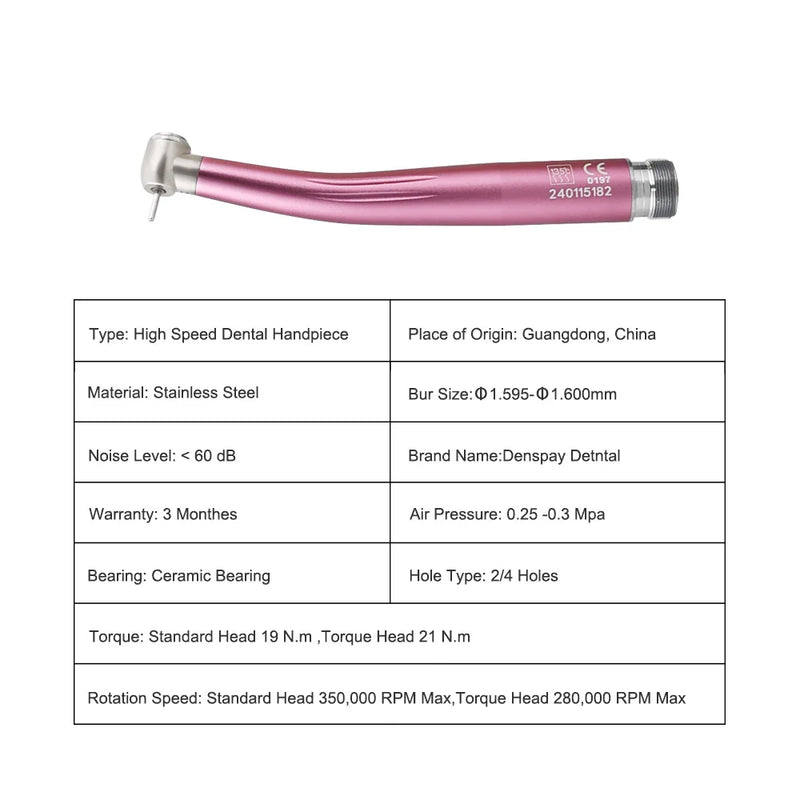 2/4 Holes Colorful Dental High Speed Handpiece Standard Head Single Water Spray Air Turbine Autoclavable Dentistry Instruments