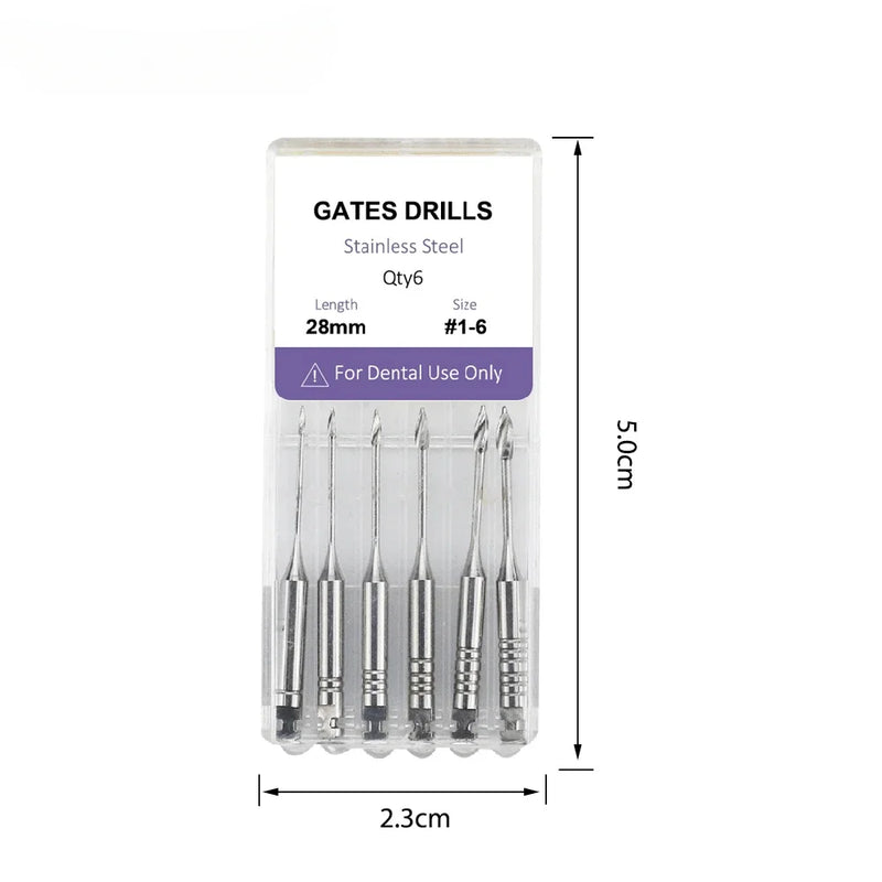 6Pcs/Pack Dental Endodontic Gates Drill Glidden Rotary 28mm/32mm Engine Use Stainless Steel Endo Files