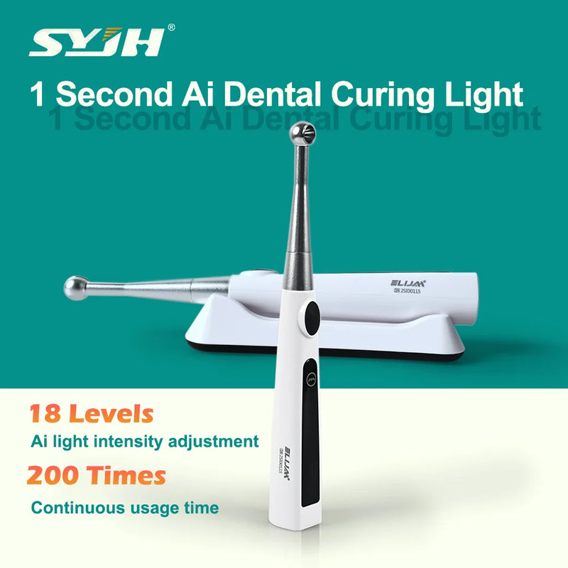 Wireless 1 Second Dental Curing LED Lamp Light 800-2400mw/cm² Photopolymerizer Lamp 360° Rotating Metal Head Lamp Dentist Tools