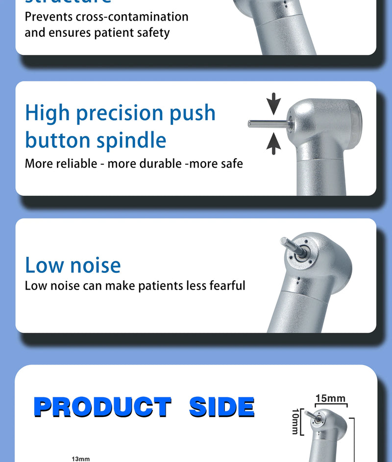 XND Dental Handpiece Set 2PCS Dental High Speed & Low Speed Handpiece Kit 2/4 Hole Push Button Handpiece Teeth Cutting Polishing