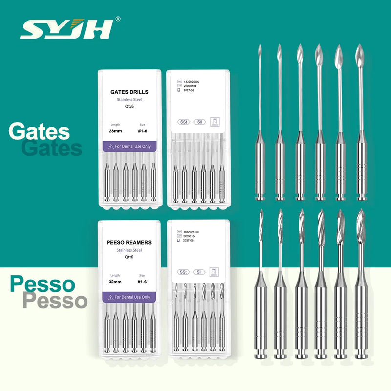 6Pcs/Pack Dental Endodontic Gates Drill Glidden Rotary 28mm/32mm Engine Use Stainless Steel Endo Files