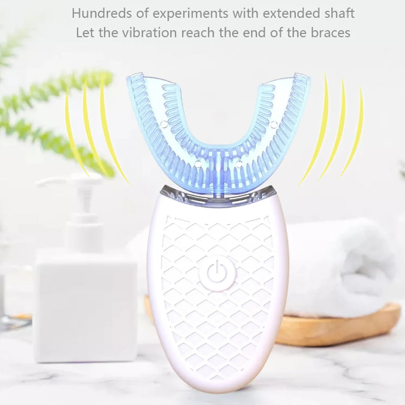 U-Type Cold Blue Light Teeth Whitening Brush 360 Degree Intelligent Silicon Head Sonic Electric Toothbrush Automatic Toothbrush