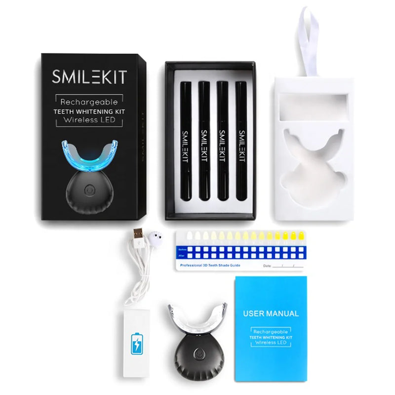 Wireless LED Dental Teeth Whitening Kits Portable Home Use Tooth Bleaching Gel Kits Remove Dental Stains Tools Oral Care