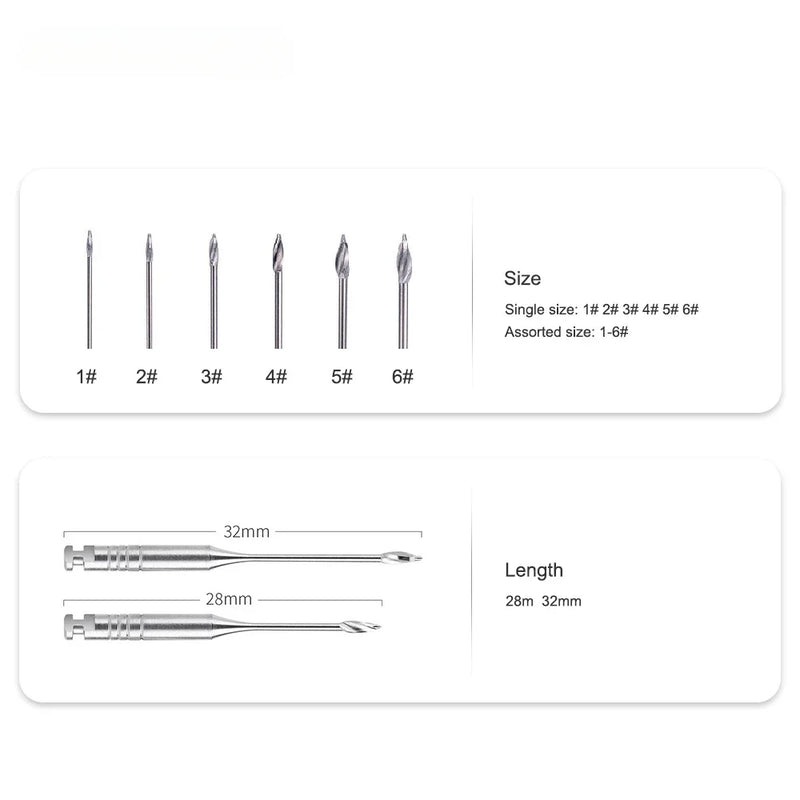 6Pcs/Pack Dental Endodontic Gates Drill Glidden Rotary 28mm/32mm Engine Use Stainless Steel Endo Files